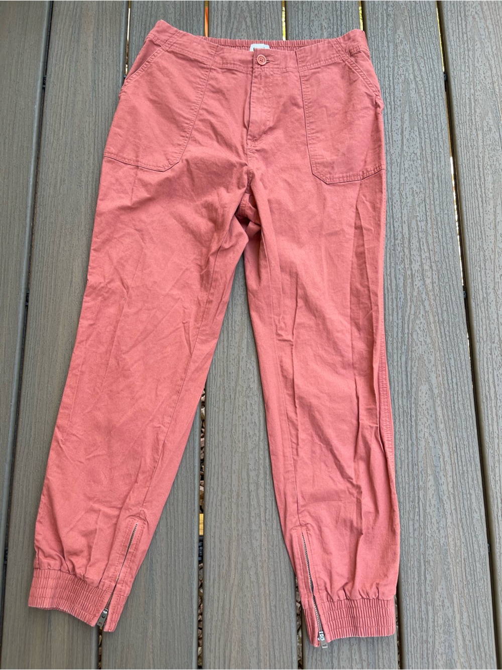 PACT Organic Pants Womens Large Twill Utility Jogger Ankle Zip Cotton Stretch